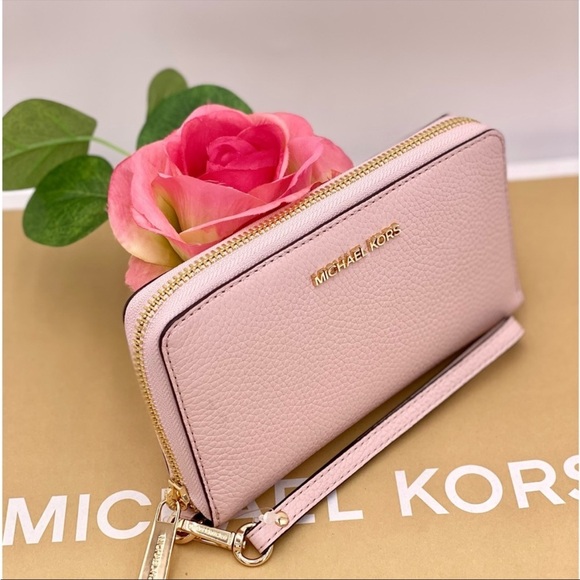 Michael Kors Jet Set Travel Wallet Phone Case Wristlet Pink - Picture 10 of 10